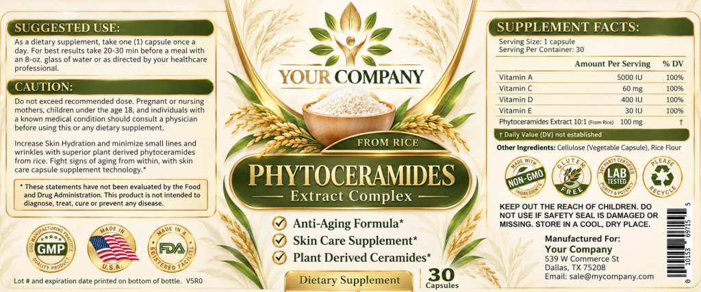 Phytoceramides from Rice Skin Care Label – Luxury & Premium Design