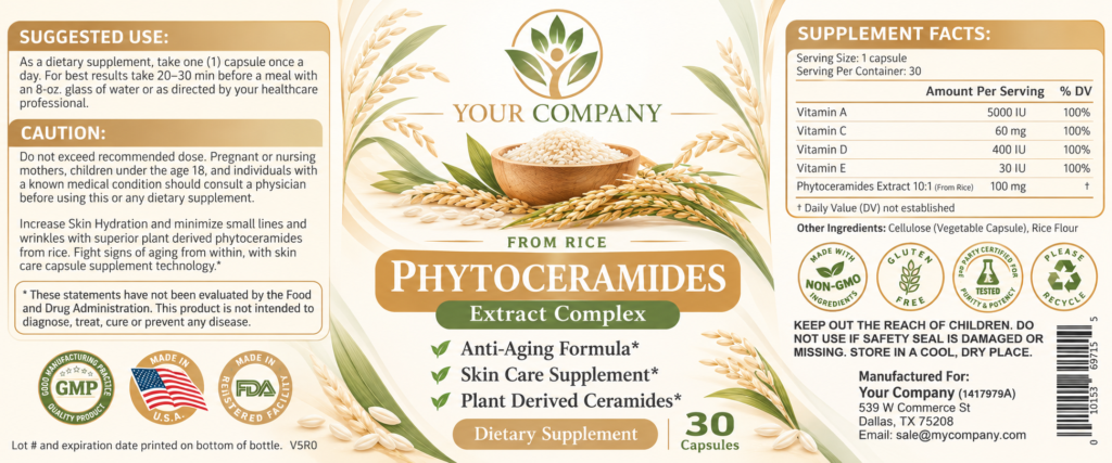 Phytoceramides from Rice Skin Care Label – Modern & Clean Design