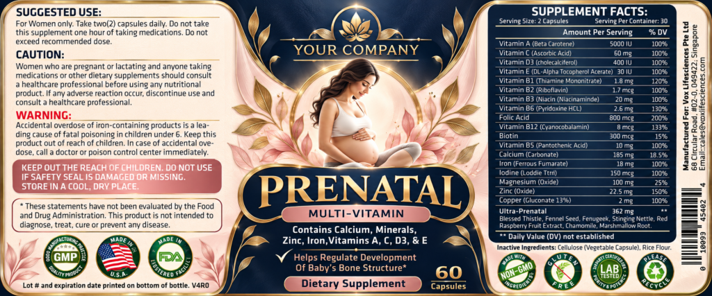 Prenatal Multi-Vitamin Supplement Label – Luxury & Premium Design