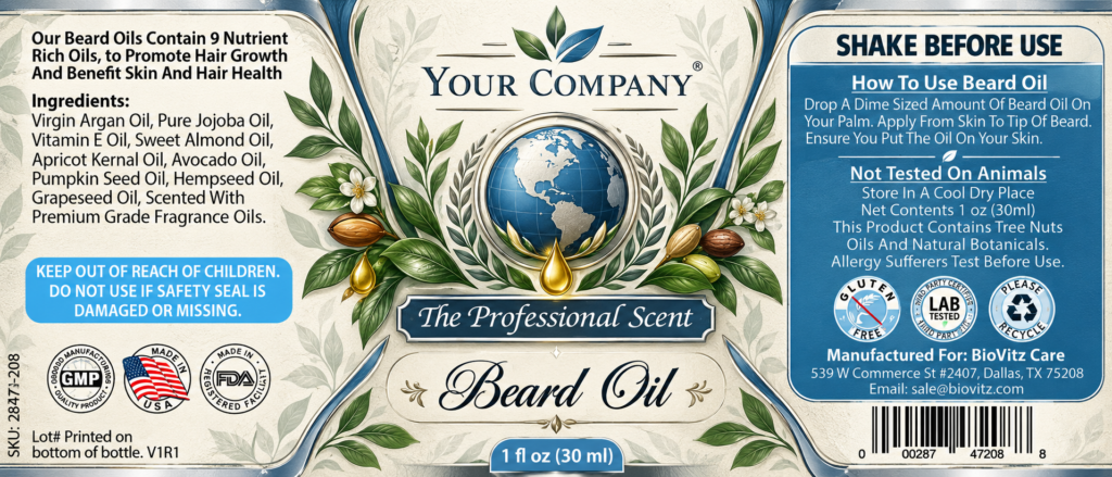The Professional Beard Oil Label – Botanical & Natural Design