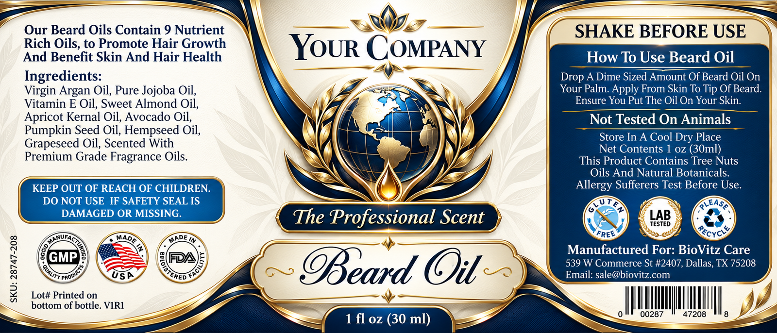 The Professional Beard Oil Label – Luxury & Premium Design