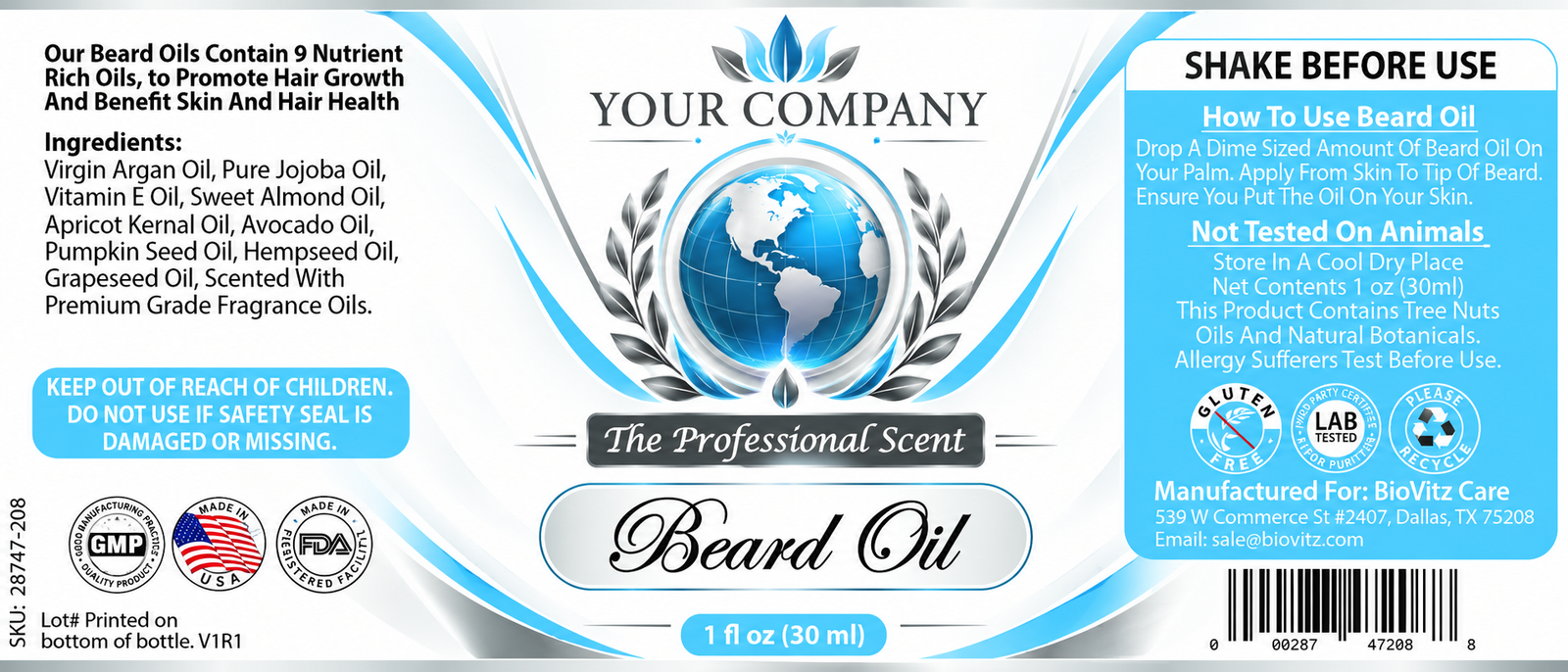 The Professional Beard Oil Label – Modern & Clean Design