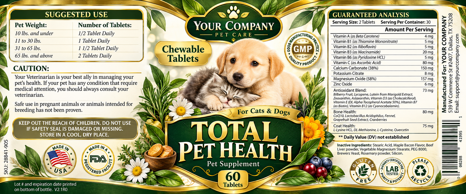 Total Pet Health Supplement Label – Luxury & Premium Design