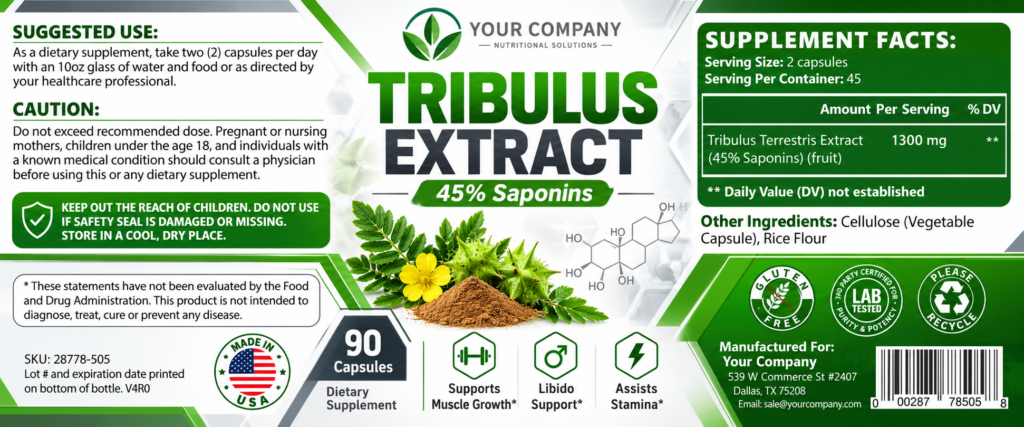 Tribulus Pure Supplement Label – Classic & Elegant Design