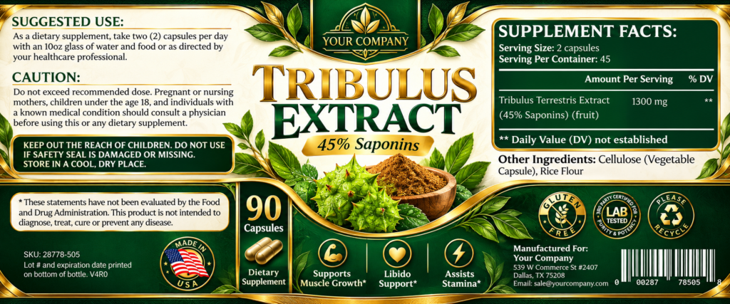 Tribulus Pure Supplement Label – Luxury & Premium Design