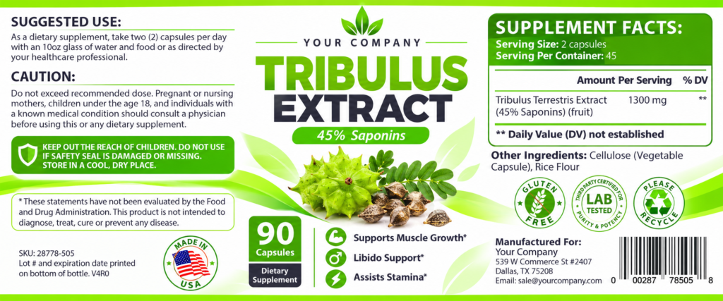 Tribulus Pure Supplement Label – Modern & Clean Design