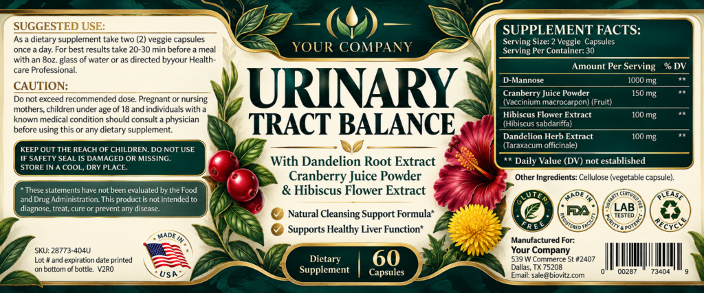 Urinary Tract Balance Supplement Label – Luxury & Premium Design