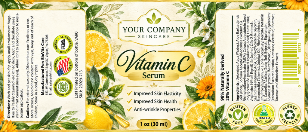 Vitamin C Serum 1oz Skin Care Label – Botanical & Natural Design