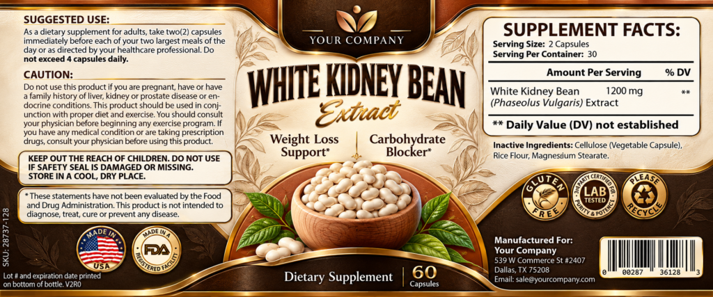 White Kidney Bean Supplement Label – Luxury & Premium Design